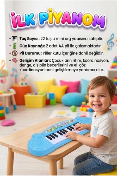 Tıfıl Toys Küçük Elektronik Piyanom! Sesli Pilli 22 Tuşlu Taşınabilir Eğlence...
