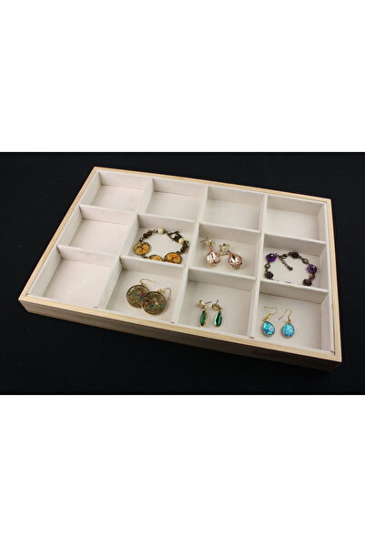 Cutie Organizator natur bambus pentru prezentare bijuterii cu 12 compartimente