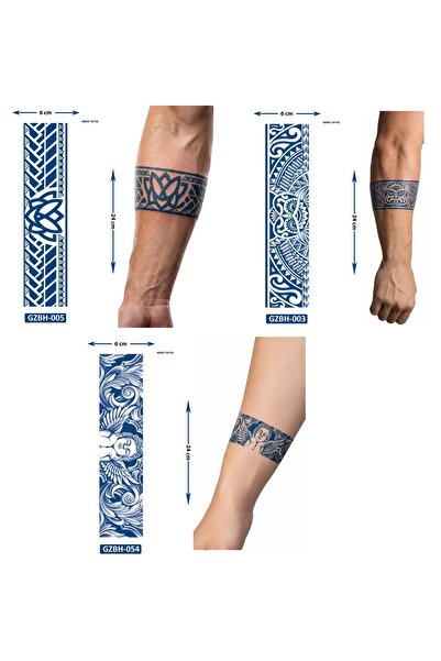 Airbrush Tattoo Lotus Baykuş 3 Adet Birden Yarı Kalıcı Şerit Bant Aylık Geçic...
