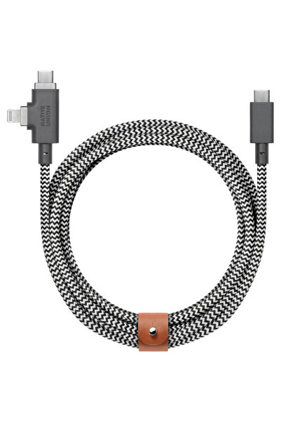 Native Union Belt Cable Duo Pro (USB-C - USB-C, Lightning) 2,4m, 240w, zebra