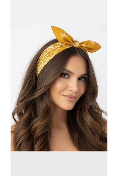 Mollycrush Unisex Yellow Shawl Patterned Bandana |   Daily Hair Accessory, Neck Gaiter, and Outdoor Scarf