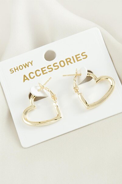 ZERO LAND Cosmotex Heart Tr Metal Earrings (170202) 2 Cm-Yellow
