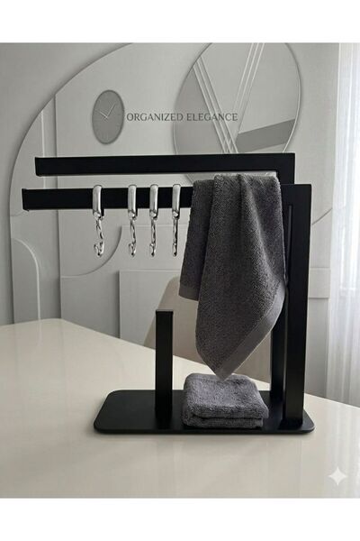 DERSEL Modern Matte Gold Metal Paper Towel Holder and Towel Rack – Countertop Standing Organizer