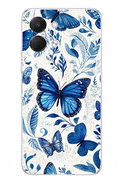 TechTree Tecno Spark GO 3 Uyumlu Mavi Kelebekler Baskılı Silikon Kılıf