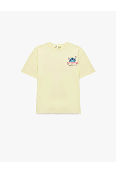 Koton Tricou galben pentru fete, cu imprimeu Stitch, licențiat 6Skg10506Ak