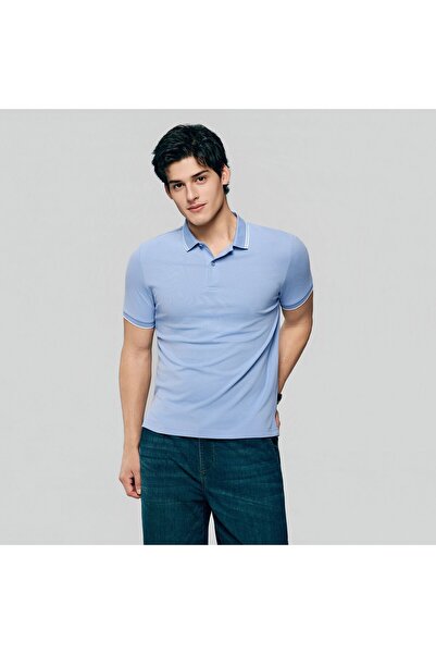 Giordano Men’s Slim Pique Solid Polo with Flat Knit Collar