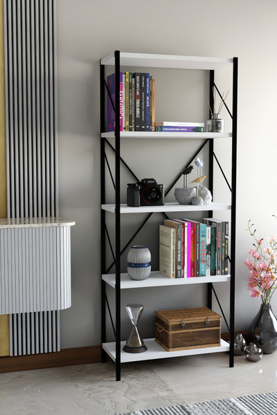 Mgr Office 150 Cm Dekoratif 5 Raflı Kitaplık Çok Amaçlı Raf Mutfak Rafı Metal...