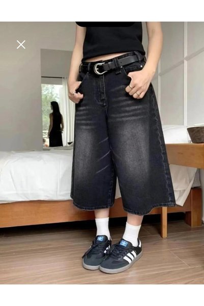 Fro line Women's Black Color 3449_S03 High Waist Bermuda Shorts