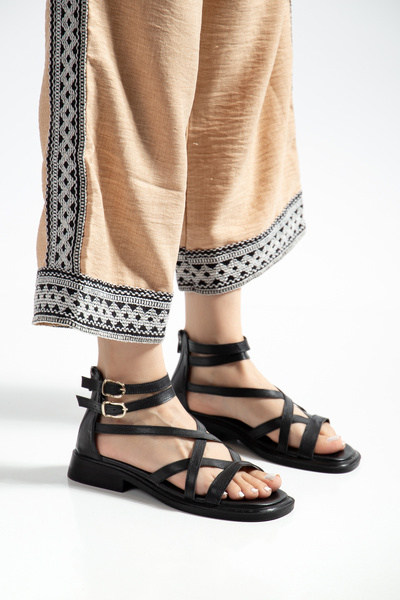 MS SUGAR SHOES Women's Strappy Ankle Buckle Casual Sandals