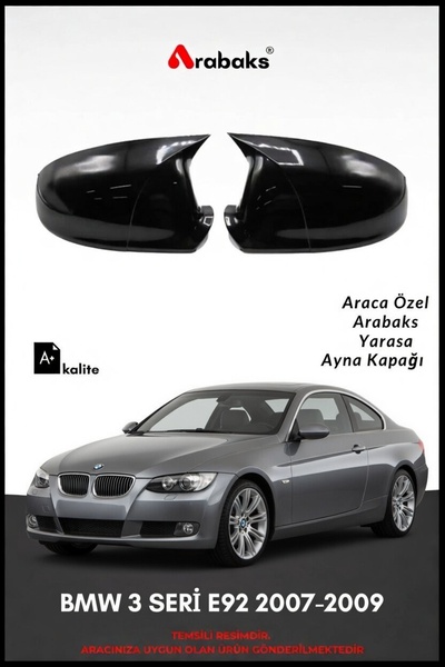 Arabaks BMW 3 SERİ E92 2007-2009 Yarasa Ayna Kapağı 2'li Takım (BATMAN TİP, D...