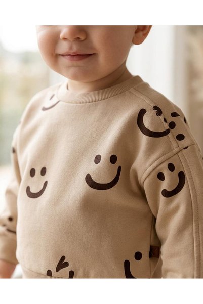 Kuarks Baby Oversize Top and Bottom Set 100% Cotton Comfortable Daily Children's Tracksuit Set