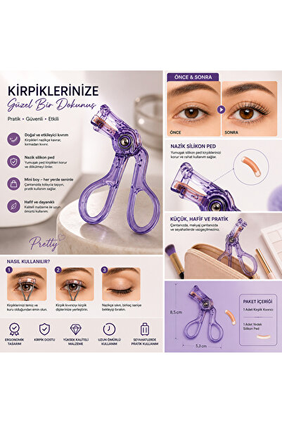 PRETTA Mini Plastik Kirpik Kıvırıcı – Yedek Pedli Kompakt Eyelash Curler