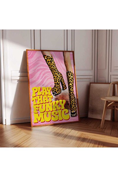 NinaStore Play That Funky Music Duvar Sanatı - Pembe Disko Topu Posteri - Ret...