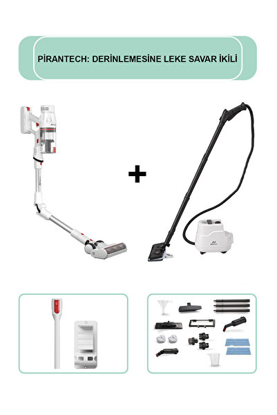PiranTech ES-330 PRO Dikey Süpürge & CB-103A Profesyonel Buharlı Temizleyici