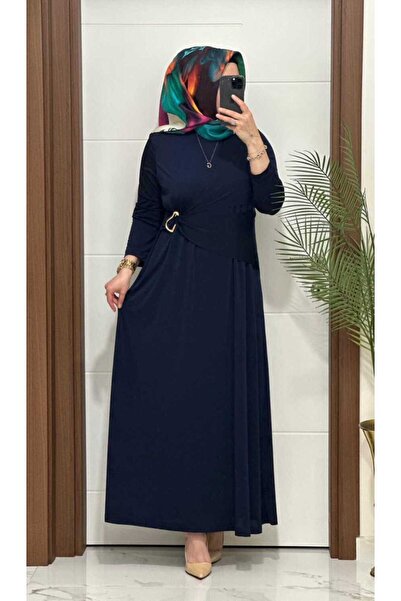 MODA ALMİRA 6621 K 170 LACİVERT BEL TOKALI SANDY ELBİSE