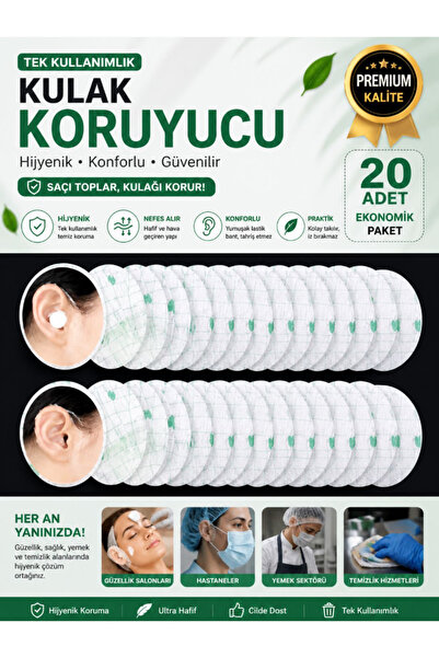 TUMU LIFE 20 Adet Su Geçirmez Yapışkanlı Kulak Koruyucu | Tek Kullanımlık Kul...