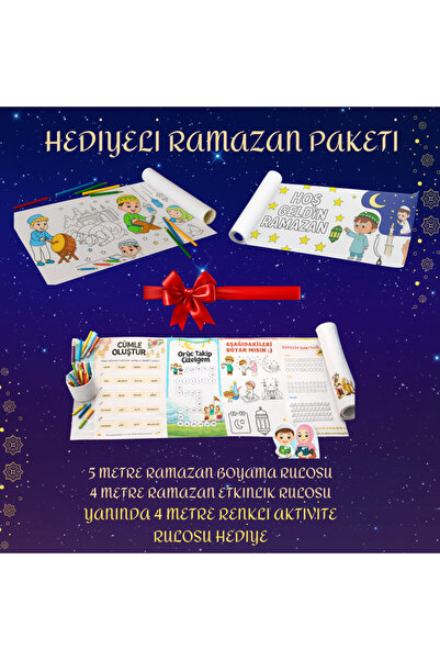 Haydi Dekor 🌙 Ramazan Boyama Rulosu 5 Metre + 4 Metre Eğitici Aktivite Rulos...