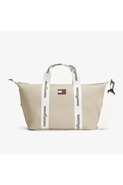 Tommy Hilfiger Kadın Marka Logolu Günlük Kullanıma Uygun Bej El Çantası AW0AW...