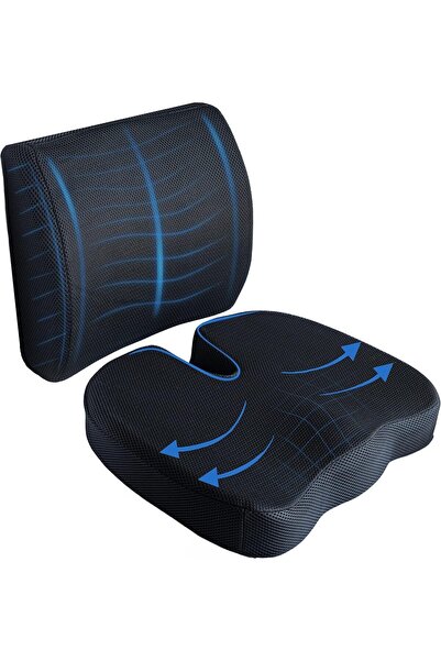 Generic SKY-TOUCH Memory Foam Seat & Back Support Cushion for Office/Car, Rel...