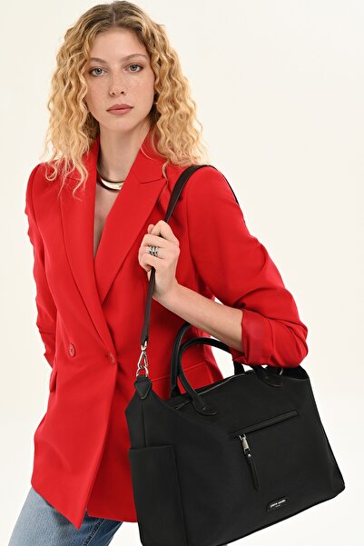 Pierre Cardin Women's Black Imperteks Shoulder Bag with Laptop Compartment an...