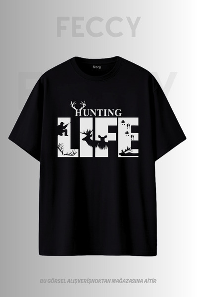 FECCY Premium Hunting Life Printed Hunter Theme Unisex Oversize Γυναικείο T-S...