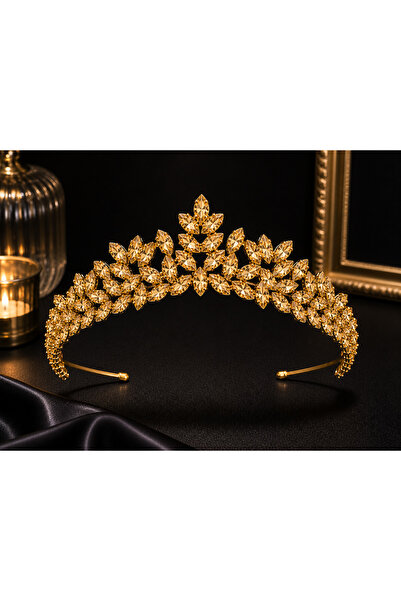 Stylish And Elegant Wedding And Engagement Bridal Crown With Crystal Gemstone
