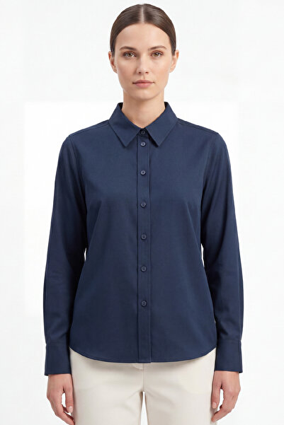 goffra Women's Pure 50/1 Compact Cotton Lycra Shirt - Smooth Texture Minimali...