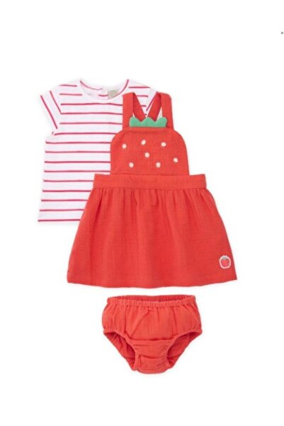 Tuc Tuc Baby Girl Strawberry Themed 3-Piece Set 6-24 Months Red