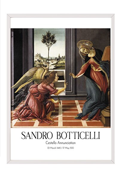 Postifull Sandro Botticelli - Anunțarea Maicii Domnului, Tablou înrămat alb, ...