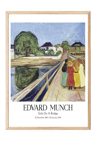Postifull Edvard Munch - Devojke na mostu, slika u drvenom okviru, umetnička ...