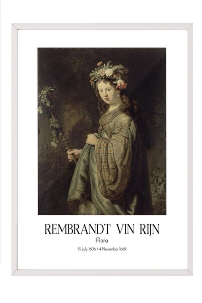 Postifull Rembrandt Vin Rajna - Flora, slika u belom okviru, umetnička serija...
