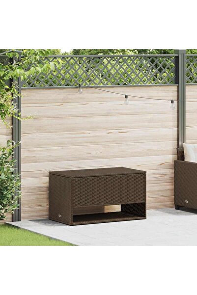 vidaxl Brown Outdoor Cushion Box 100x55x55.5 cm Poly Rattan