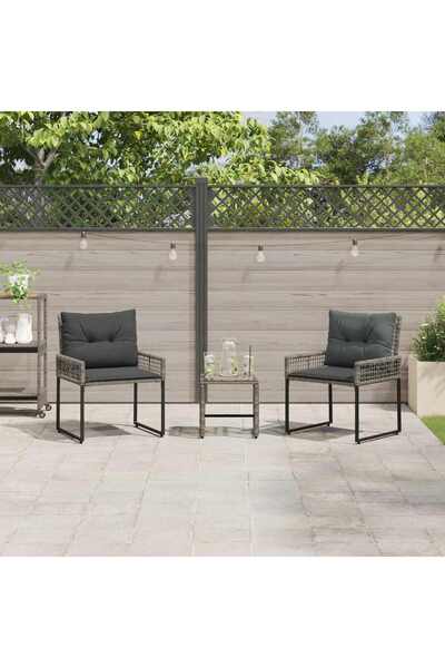 vidaxl Set de Mobilier pentru Exterior cu perna 3 pcs Gri
