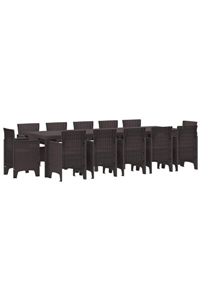 vidaxl Set de masa pentru gradina cu perna 13 pcs Maro Ratan