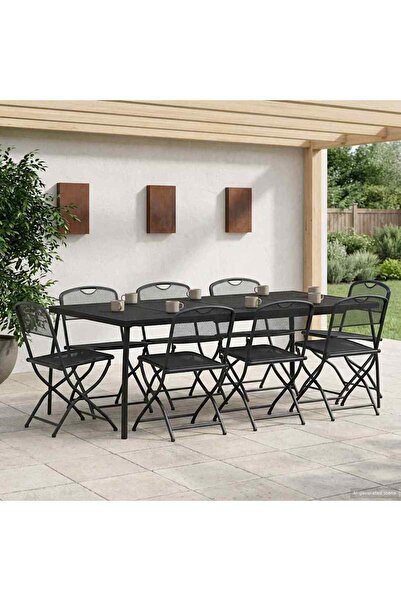 vidaxl Set de Mobilier pentru Exterior 9 pcs Antracit Fier si OÈ›el