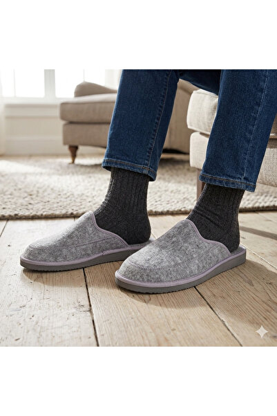 OEM Men's Felt Slippers with Brown Trim, Wool Blend House Shoes, Comfort Fit,...