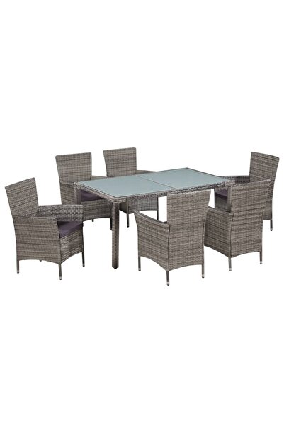 vidaxl Set mobilier de exterior cu perne, 7 piese, gri, poliratan