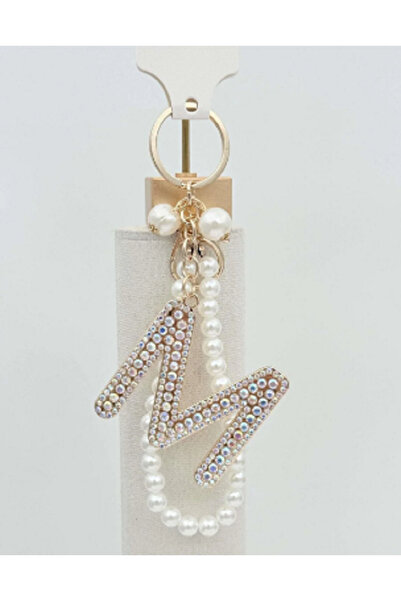 Özce Zircon Stone and Pearl Letter Keychain/Bag Charm