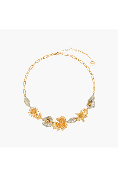 Lifestyle Gold Tone Necklace with Floral Embellishment