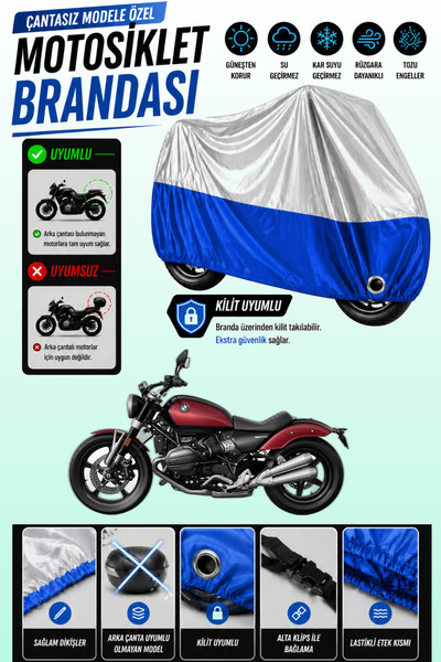 Cemku Twin غطاء محرك علوي رمادي - سفلي أزرق متوافق مع سيارة BMW R 12، غير متو...