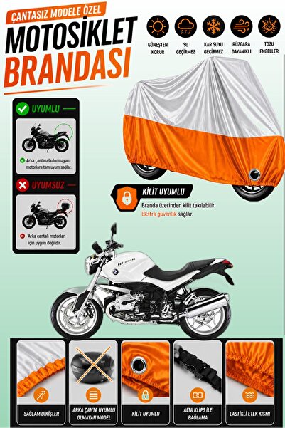 Cemku Twin غطاء محرك متوافق مع BMW R 1200 R باللون الرمادي من الأعلى والبرتقا...