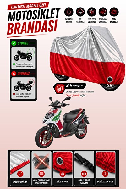 Cemku Twin غطاء محرك متوافق مع Aprilia SR 150 باللون الرمادي من الأعلى والأحم...