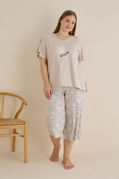 SEAMLIFE HOMEWEAR Battal Palazzo Oversize Kapri Takım