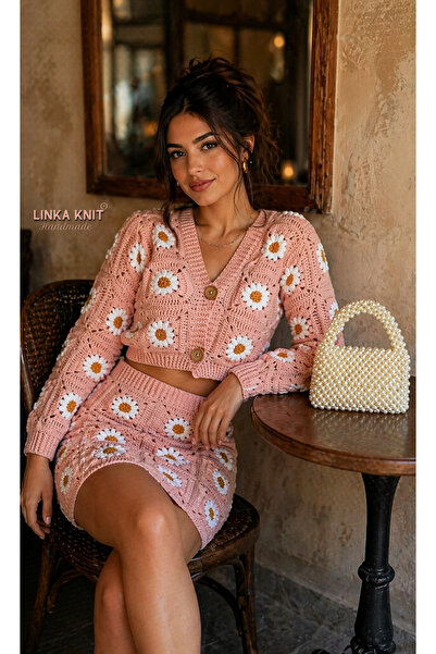 Linka Knit Daisy, Papatyalı Hırka, Pamuklu,Terletmeyen Hırka El Yapımı Tığ İş...