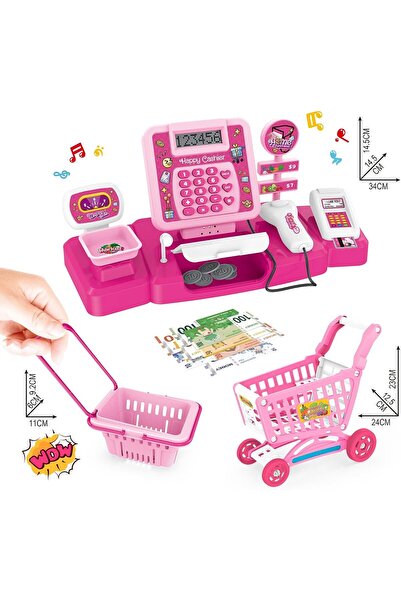 Toybox Supermarket Cash Register Playset with Shopping Cart Light and Sound E...