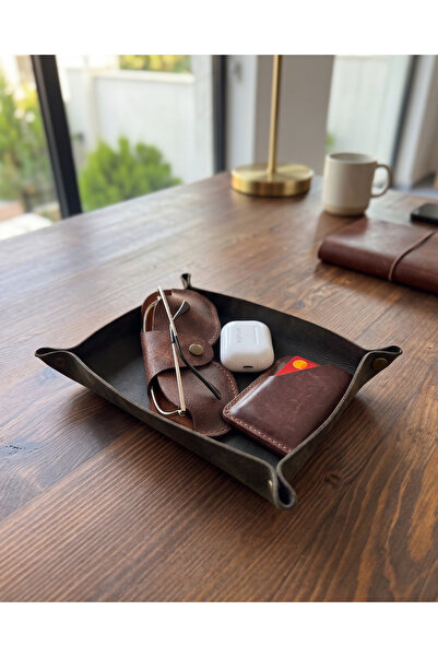 BUO Leather Hakiki Deri Masa Düzenleyici Valet & Organizer Tepsi (EDC Tray)