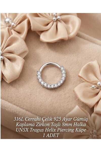 UygunGümüşçülük 316L Cerrahi Çelik Gümüş Kaplama Kararmaz Alerji Yapmaz Zirko...