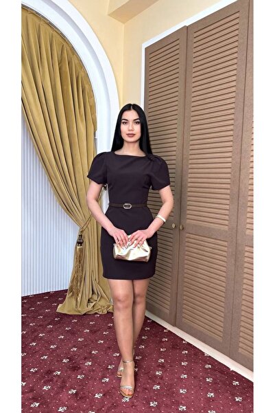 MY GRS KISA KOL BİSİKLET YAKA DOUBLE KUMAŞ MİNİ BOY ELBİSE