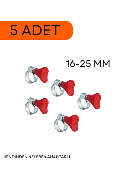 TORK 16-25 mm Kendinden Kelebek Anahtarlı Hortum Kelepçesi 5 Adet Fiyatıdır