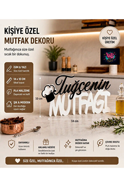 WLS studio İsme Özel Mutfak Dekoratif Masaüstü Yazı - Yeni Ev Hediyesi Kişiye...